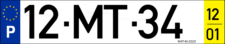 Matrícula de coche de Portugal con matrícula MT