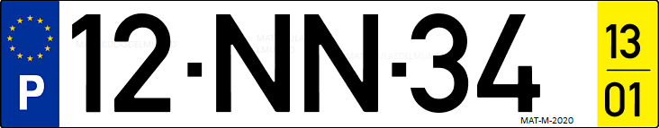 Matrícula de coche de Portugal con matrícula NN