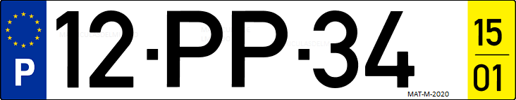 Matrícula de coche de Portugal con matrícula PP
