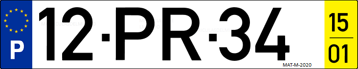 Matrícula de coche de Portugal con matrícula PR
