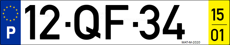 Matrícula de coche de Portugal con matrícula QF