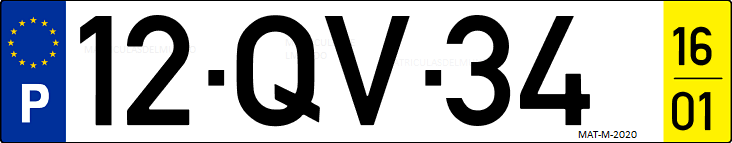 Matrícula de coche de Portugal con matrícula QV
