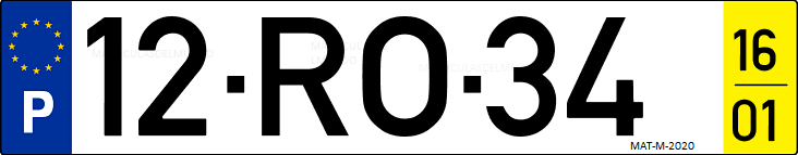 Matrícula de coche de Portugal con matrícula RO