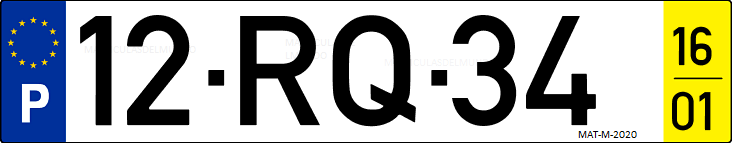 Matrícula de coche de Portugal con matrícula RQ
