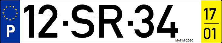 Matrícula de coche de Portugal con matrícula SR