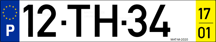 Matrícula de coche de Portugal con matrícula TH