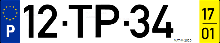 Matrícula de coche de Portugal con matrícula TP
