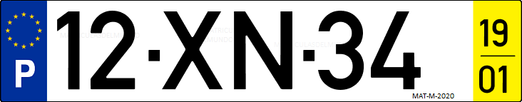 Matrícula de coche de Portugal con matrícula XN