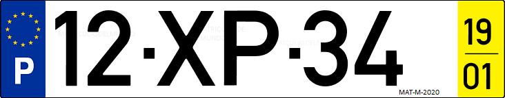 Matrícula de coche de Portugal con matrícula XP