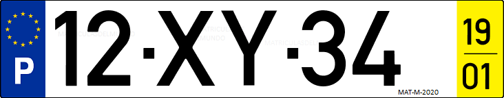 Matrícula de coche de Portugal con matrícula XY