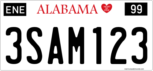 Matricula americana de coche de Alabama actual