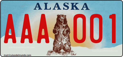 Matrícula de Alaska con diseño de oso especial para centenario 1997 a 2004 GOLD RUSH CENTENNIAL