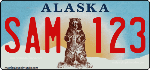 matricula de Alaska de coche actual con oso