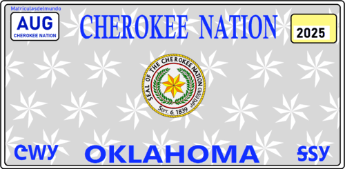 Ejemplo de matrícula de coche de la Nación Cherokee