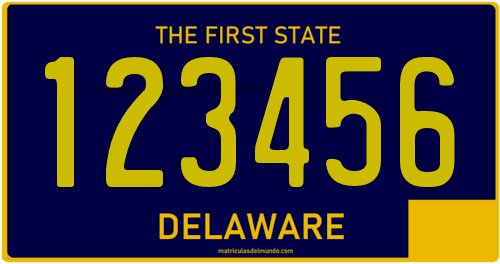 matricula de coche de Delaware de ejemplo azul y amarilla