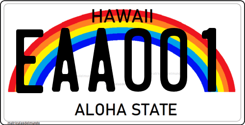 Matrícula americana de coche de Hawaii con arcoiris ALOHA STATE