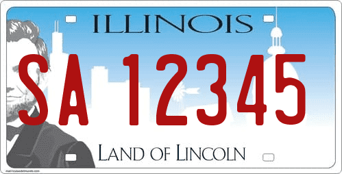 Matrícula americana de coche de Illinois con Lincoln y Springfield