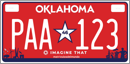 Matrícula de coche de Oklahoma color rojo
