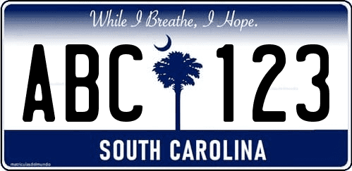 Matrícula de coche de Carolina del Sur  con diseño actual desde 2016