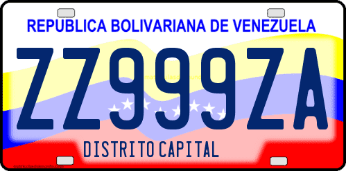 Dibujo de placa vehicular matrícula de coche de Venezuela terminado en letra A