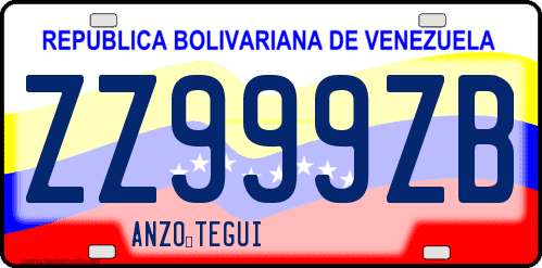 Dibujo de placa vehicular matrícula de coche de Venezuela terminado en letra B
