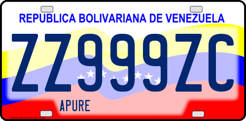 Dibujo de placa vehicular matrícula de coche de Venezuela terminado en letra C
