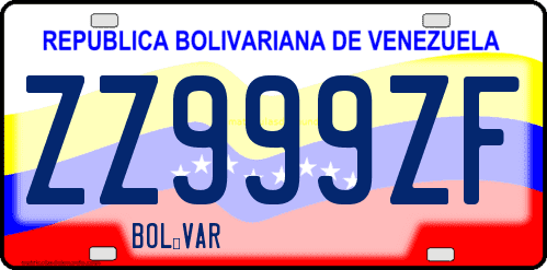 Dibujo de placa vehicular matrícula de coche de Venezuela terminado en letra F