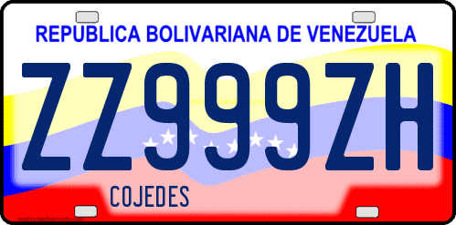 Dibujo de placa vehicular matrícula de coche de Venezuela terminado en letra H