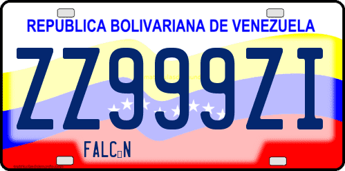 Dibujo de placa vehicular matrícula de coche de Venezuela terminado en letra I