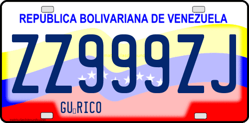 Dibujo de placa vehicular matrícula de coche de Venezuela terminado en letra J