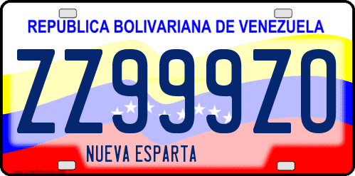 Dibujo de placa vehicular matrícula de coche de Venezuela terminado en letra O