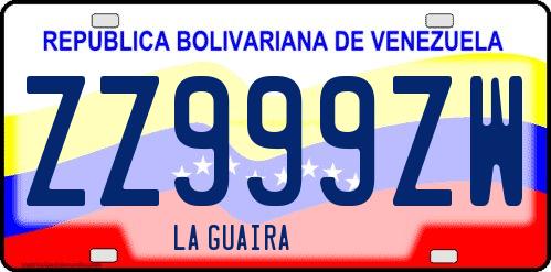 Dibujo de placa vehicular matrícula de coche de Venezuela terminado en letra W
