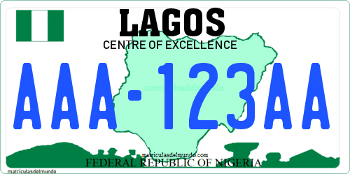 Matrícula de Nigeria actual con el mapa de fondo de Lagos