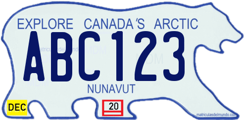 Matricula de Canadá de Nunavut especial forma de oso