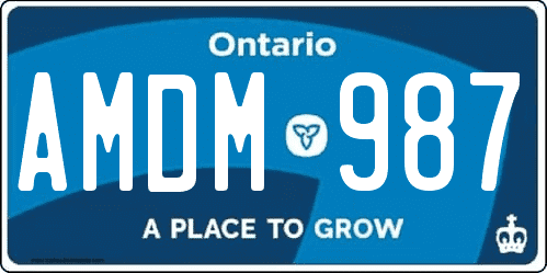 Matrícula de Canadá de Ontario con fondo azul patente carro