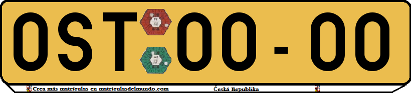 Matrícula de coche de República Checa antigua amarilla OST