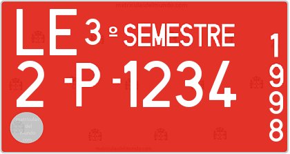 Created old test license plate