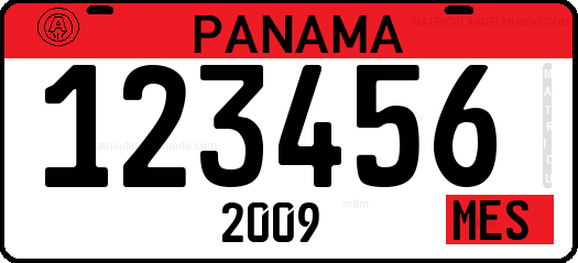 Matrícula de coche de Panamá en centroamérica con fondo rojo