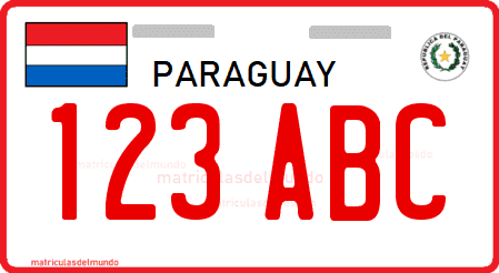 Patente del Paraguay motocicleta antigua hasta 2019 roja