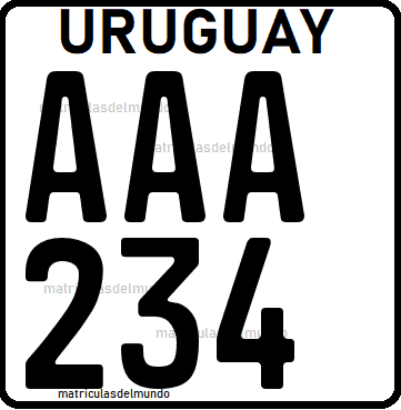 Patente de Uruguay anterior moto blanca