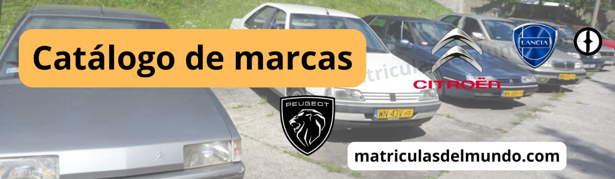 Banner del catálogo de marcas de coches con varios Daewoo con matrícula polaca