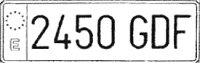 front long standard car license plate Spain