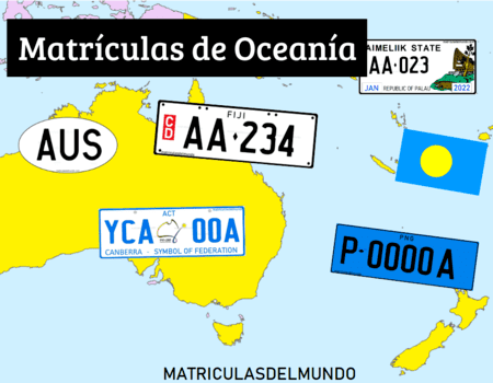 Tipos de matrículas de Oceanía, Australia y todas las islas del Pacífico