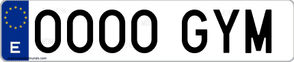 Ejemplo de matrícula de coche ordinaria 0000 GYM