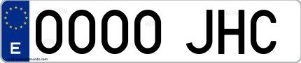 Ejemplo de matrícula española 0000 JHC