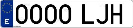 Ejemplo de matrícula española 0000 LJH