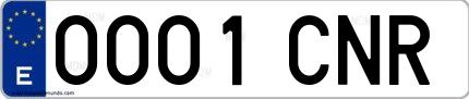 Ejemplo de matrícula española 0001 CNR