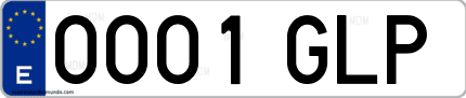 Ejemplo de matrícula de coche ordinaria 0001 GLP
