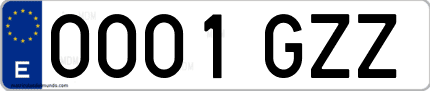 Ejemplo de matrícula de coche ordinaria 0001 GZZ