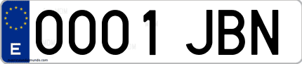Ejemplo de matrícula de coche ordinaria 0001 JBN